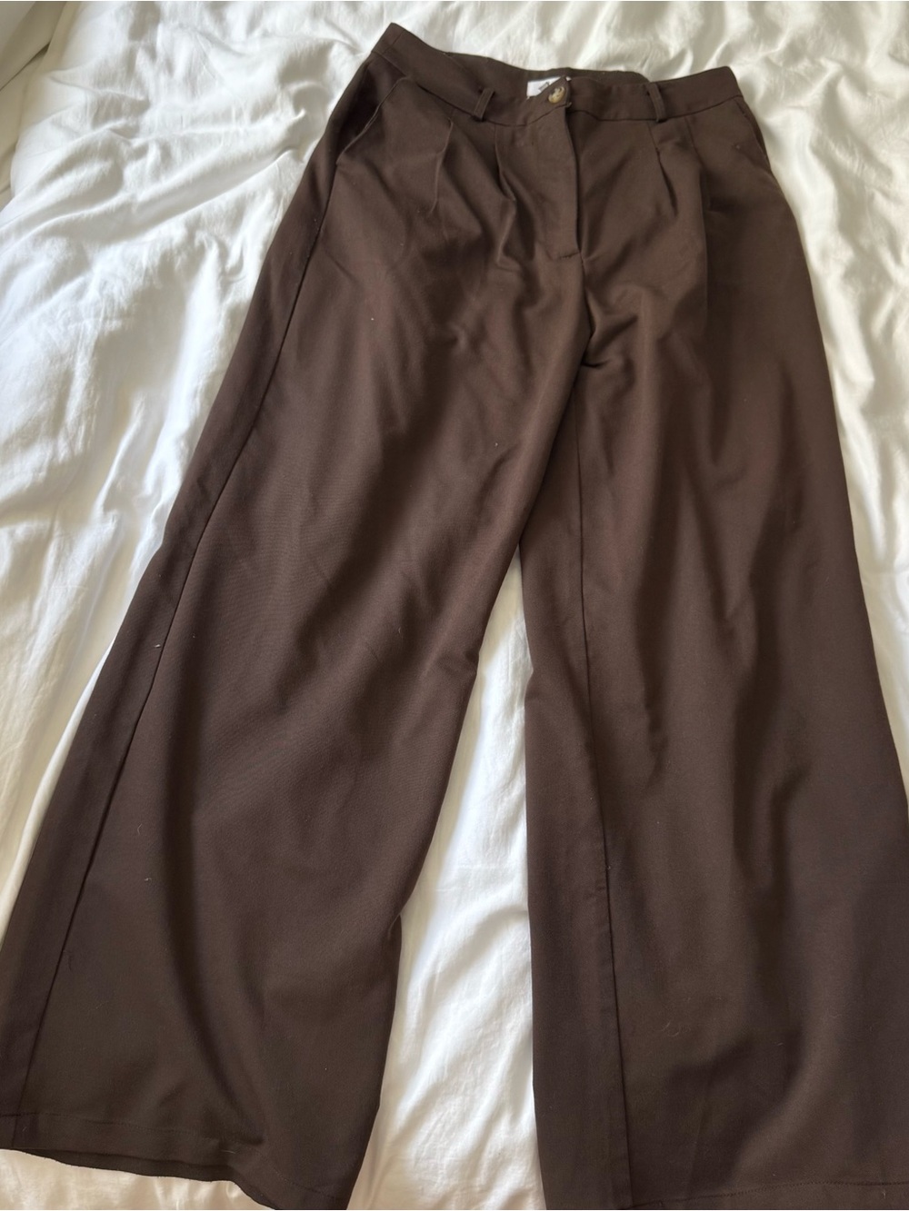Brown Wide-Leg Dress Pants